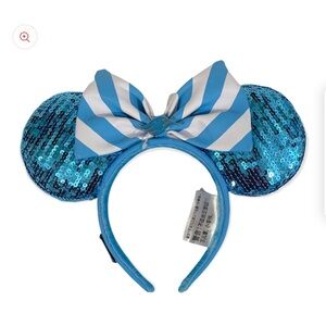 Disney Cruise Line Loungefly Blue Teal Sequins Minnie Ears Headband Ears